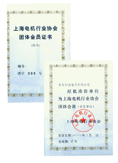 Member certificate of Shanghai motor industry association